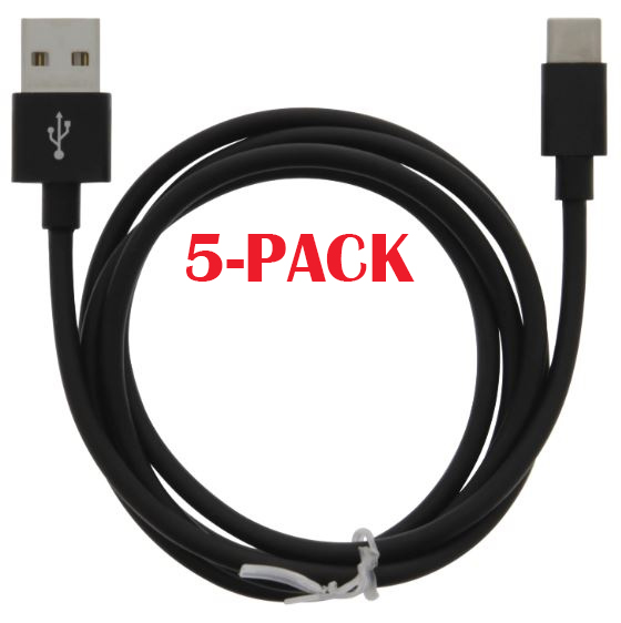 5-PAKKAUS USB-A - USB-C 2.4A, 1m, musta 5-PAKKAUS USB-A - USB-C 2.4A, 1m, musta
