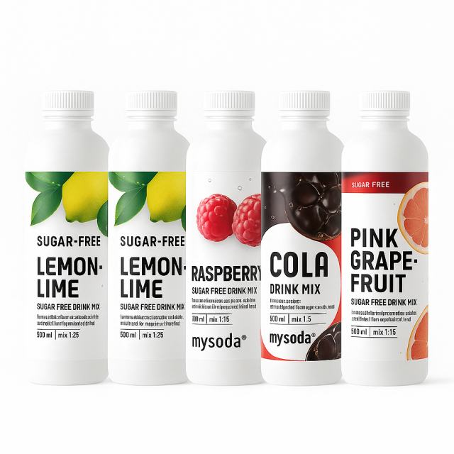 5 pcs Mysoda Cola, Grape, Raspberry, Lemon 500 ml - Ger 36L dryck
