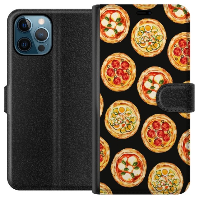 Lompakkokotelo Apple iPhone 12 Pro Max-laitteelle, jossa on Pizza kuvio