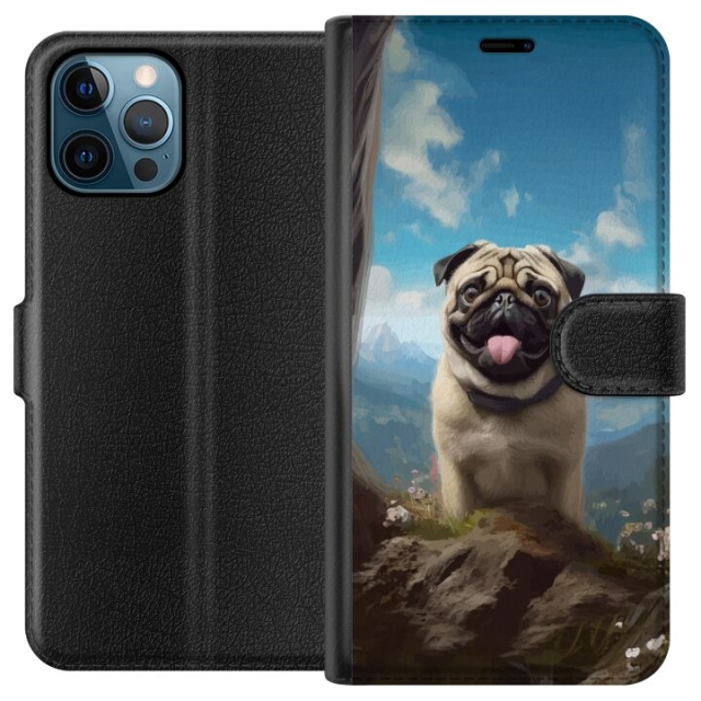 Lompakkokotelo Apple iPhone 12 Pro Max-laitteelle, jossa on Iloinen Koira kuvio