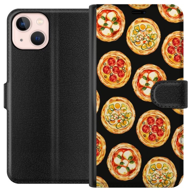 Lompakkokotelo Apple iPhone 13 mini-laitteelle, jossa on Pizza kuvio