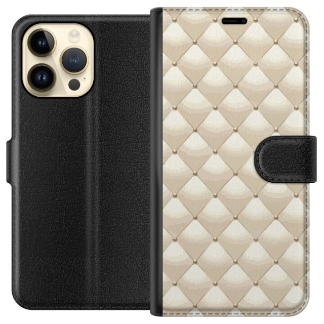 Lompakkokotelo Apple iPhone 14 Pro Max-laitteelle, jossa on Kultakiilto kuvio