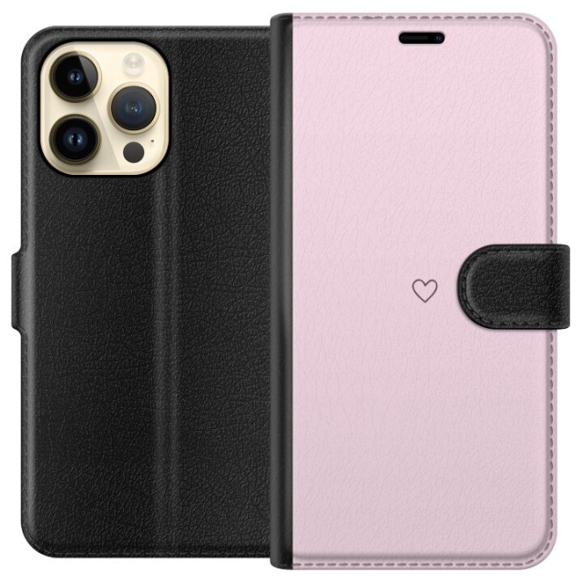 Lompakkokotelo Apple iPhone 15 Pro Max-laitteelle, jossa on Sydän kuvio