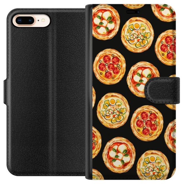 Lompakkokotelo Apple iPhone 7 Plus-laitteelle, jossa on Pizza kuvio