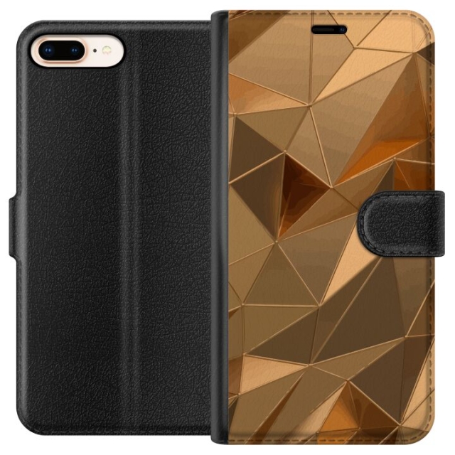Lompakkokotelo Apple iPhone 7 Plus-laitteelle, jossa on 3D Kulta kuvio