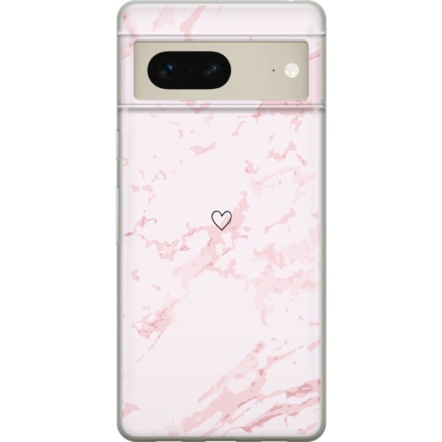 Kännykkäkuori Google Pixel 7-laitteelle, jossa on Roosa Sydän kuvio