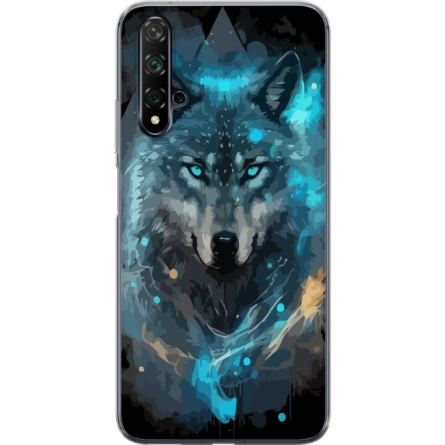 Kännykkäkuori Huawei nova 5T-laitteelle, jossa on Susi kuvio