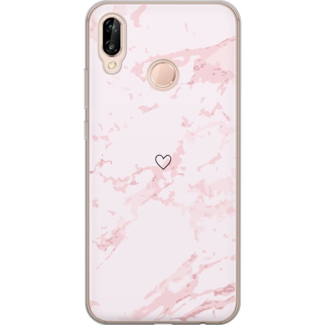 Kännykkäkuori Huawei P20 lite-laitteelle, jossa on Roosa Sydän kuvio