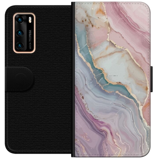 Lompakkokotelo Huawei P40-laitteelle, jossa on Marmori kuvio