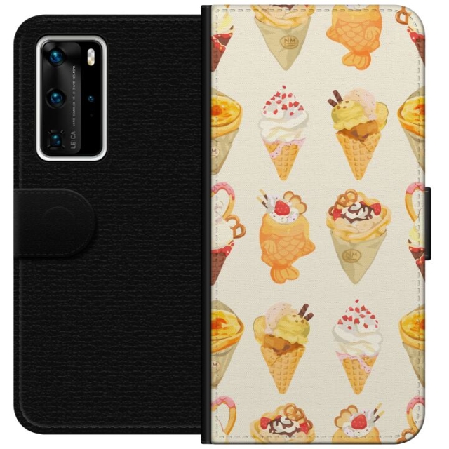 Lompakkokotelo Huawei P40 Pro-laitteelle, jossa on Lasinen kuvio