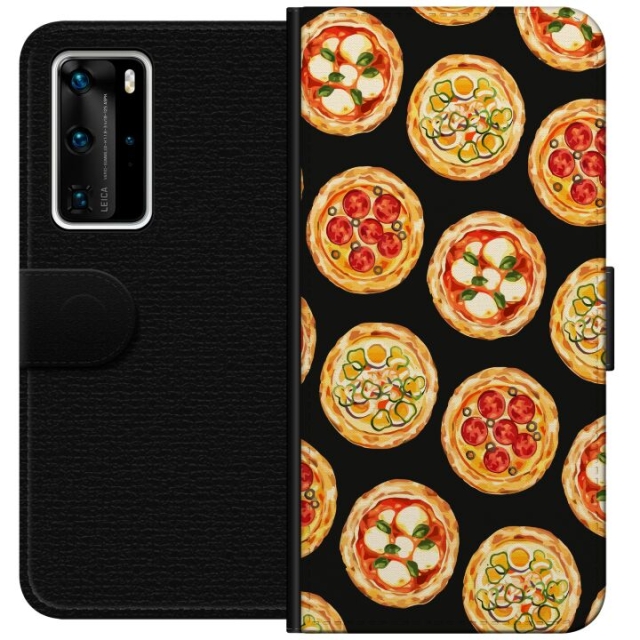 Lompakkokotelo Huawei P40 Pro-laitteelle, jossa on Pizza kuvio