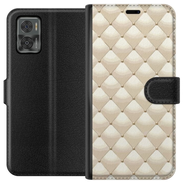 Lompakkokotelo Motorola Moto E22i-laitteelle, jossa on Kultakiilto kuvio