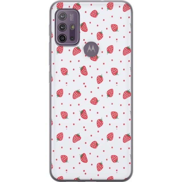 Kännykkäkuori Motorola Moto G10-laitteelle, jossa on Mansikat kuvio