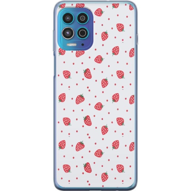 Kännykkäkuori Motorola Moto G100-laitteelle, jossa on Mansikat kuvio