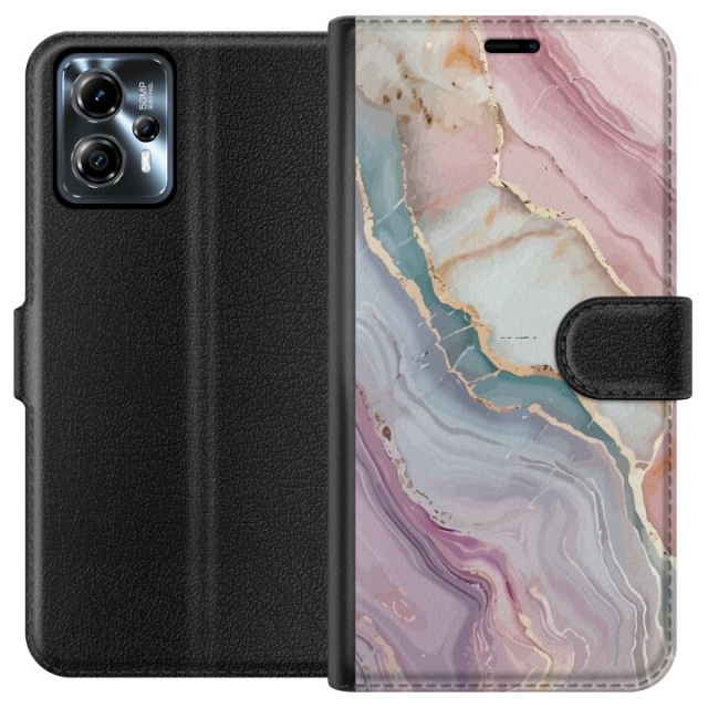 Lompakkokotelo Motorola Moto G13-laitteelle, jossa on Marmori kuvio