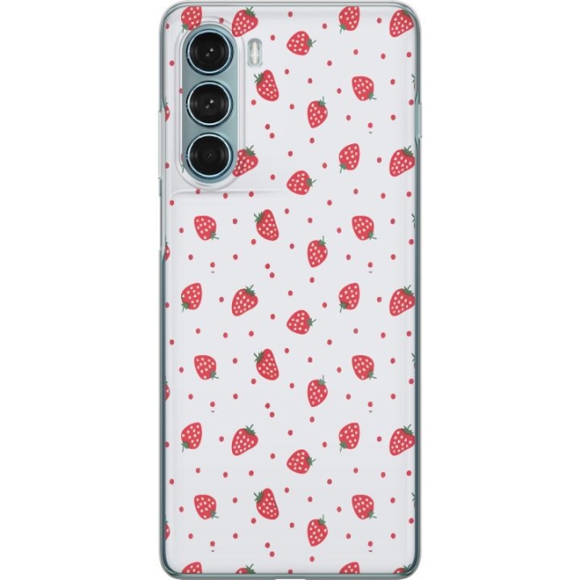 Kännykkäkuori Motorola Moto G200 5G-laitteelle, jossa on Mansikat kuvio