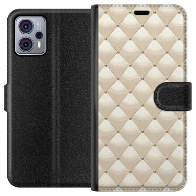 Lompakkokotelo Motorola Moto G23-laitteelle, jossa on Kultakiilto kuvio