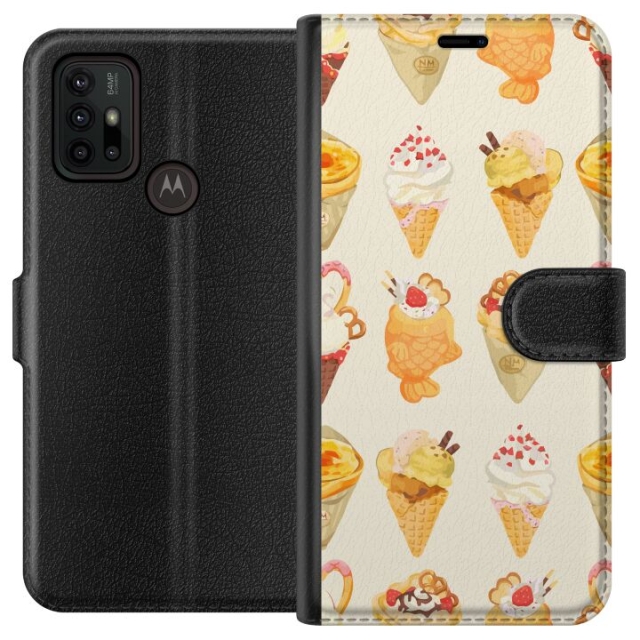 Lompakkokotelo Motorola Moto G30-laitteelle, jossa on Lasinen kuvio