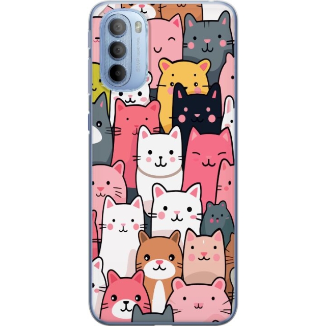 Kännykkäkuori Motorola Moto G31-laitteelle, jossa on Kissan kuviointi kuvio