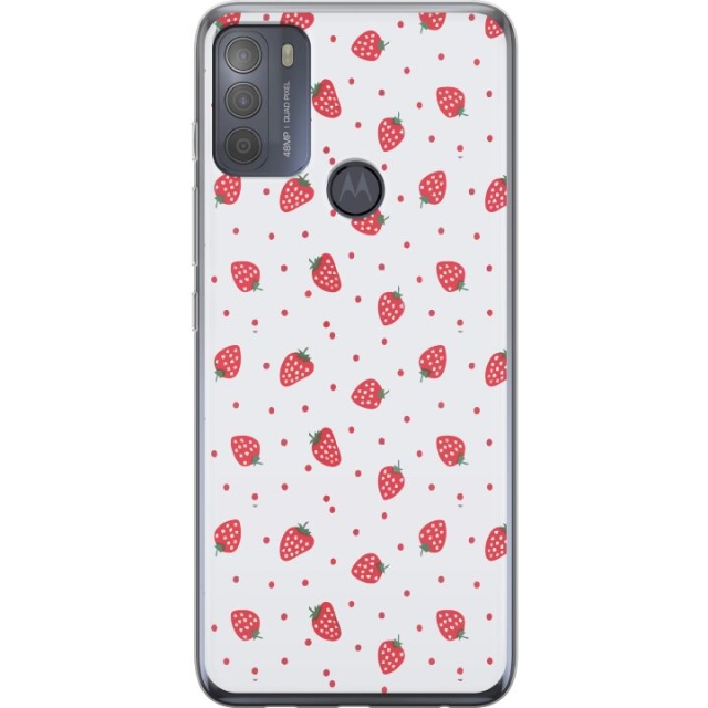 Kännykkäkuori Motorola Moto G50-laitteelle, jossa on Mansikat kuvio