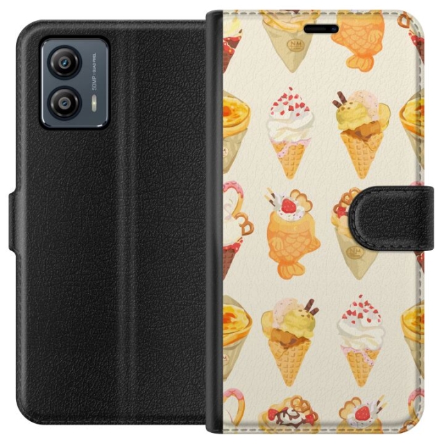 Lompakkokotelo Motorola Moto G53-laitteelle, jossa on Lasinen kuvio