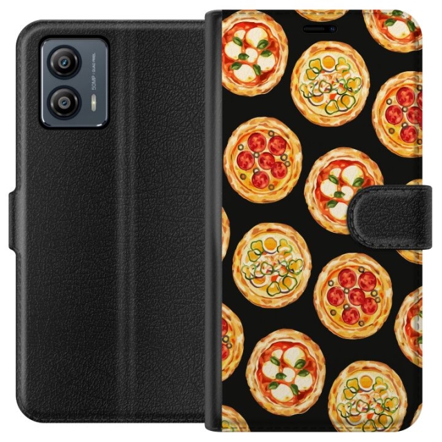 Lompakkokotelo Motorola Moto G53-laitteelle, jossa on Pizza kuvio