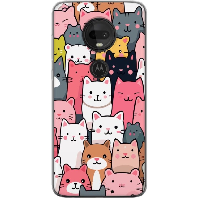 Kännykkäkuori Motorola Moto G7 -laitteelle, jossa on Kissan kuviointi kuvio