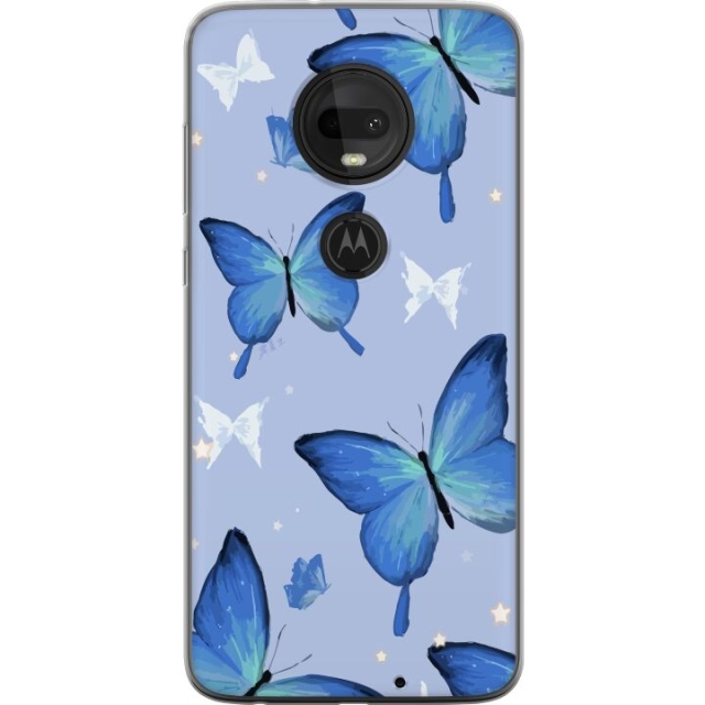 Kännykkäkuori Motorola Moto G7 -laitteelle, jossa on Sinisiä perhosia kuvio