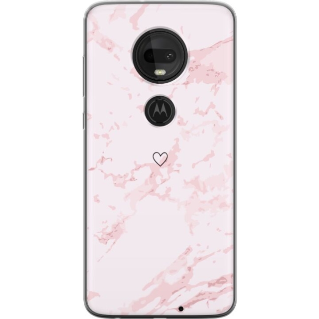 Kännykkäkuori Motorola Moto G7 -laitteelle, jossa on Roosa Sydän kuvio