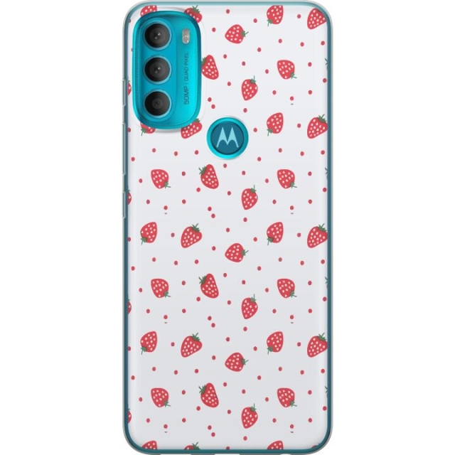 Kännykkäkuori Motorola Moto G71 5G-laitteelle, jossa on Mansikat kuvio