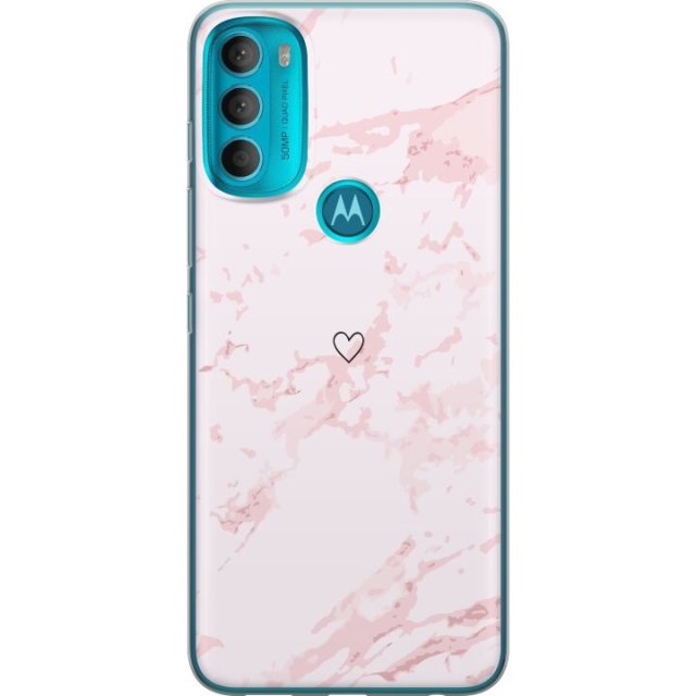 Kännykkäkuori Motorola Moto G71 5G-laitteelle, jossa on Roosa Sydän kuvio