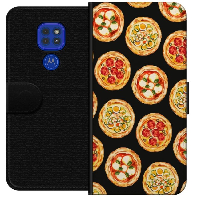 Lompakkokotelo Motorola Moto G9 Play-laitteelle, jossa on Pizza kuvio