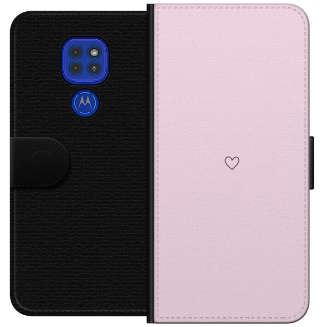 Lompakkokotelo Motorola Moto G9 Play-laitteelle, jossa on Sydän kuvio