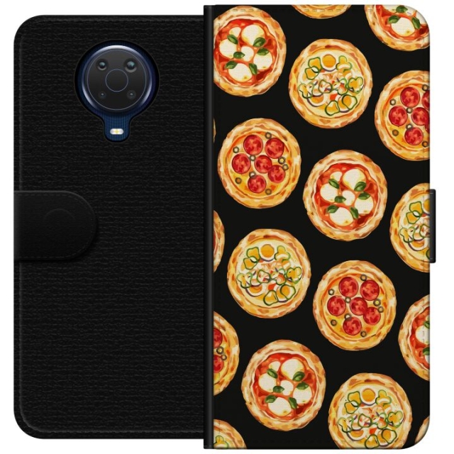 Lompakkokotelo Nokia G20-laitteelle, jossa on Pizza kuvio