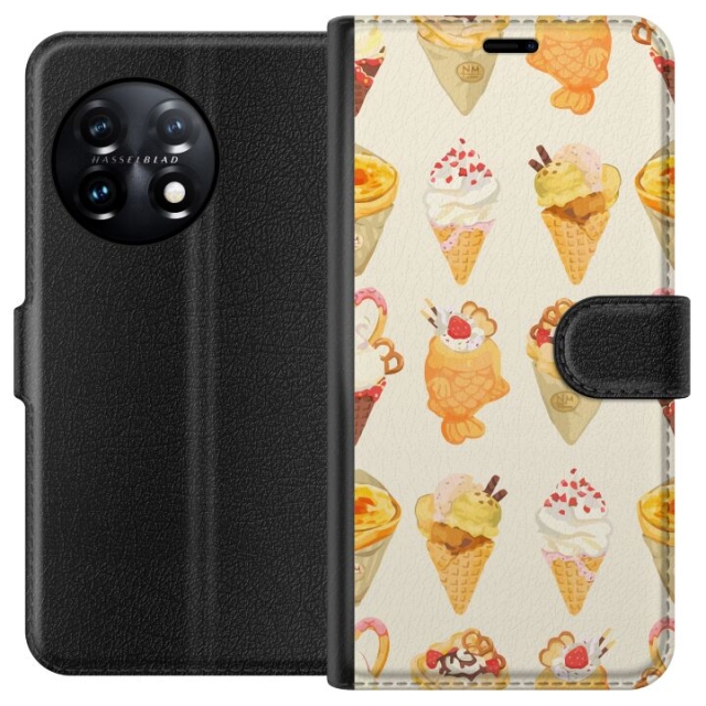 Lompakkokotelo OnePlus 11-laitteelle, jossa on Lasinen kuvio