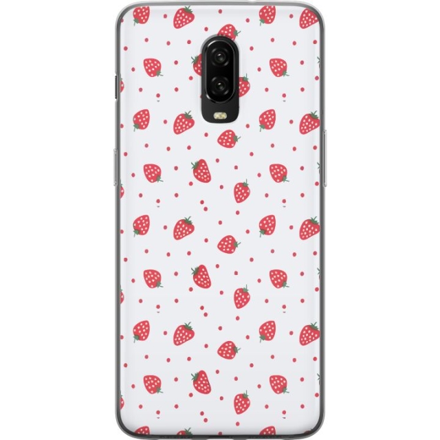 Kännykkäkuori OnePlus 6T-laitteelle, jossa on Mansikat kuvio