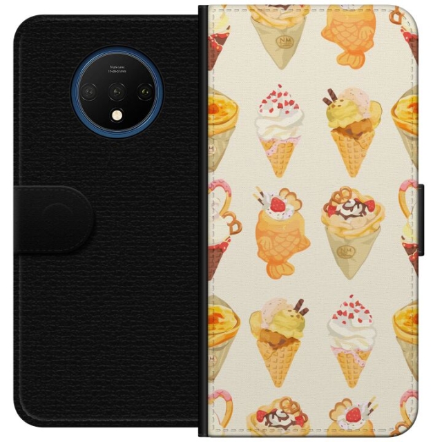 Lompakkokotelo OnePlus 7T-laitteelle, jossa on Lasinen kuvio