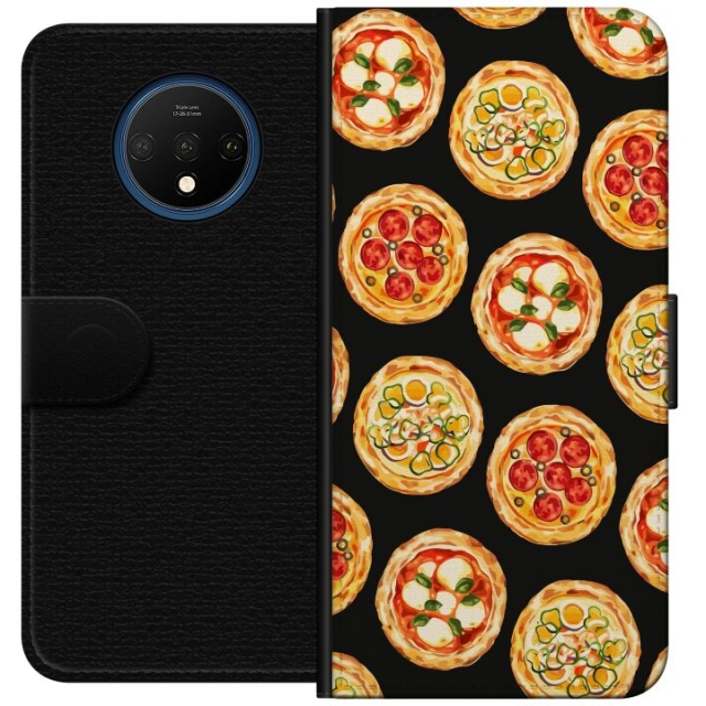 Lompakkokotelo OnePlus 7T-laitteelle, jossa on Pizza kuvio