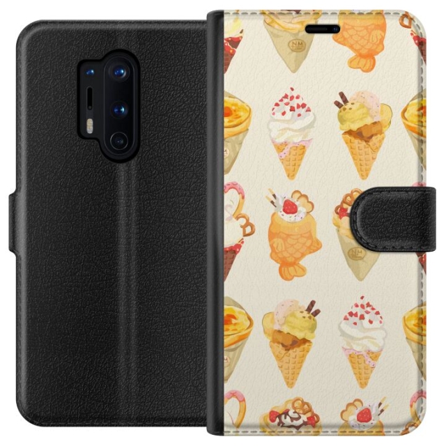 Lompakkokotelo OnePlus 8 Pro-laitteelle, jossa on Lasinen kuvio