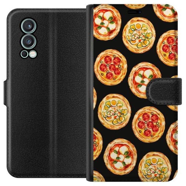 Lompakkokotelo OnePlus Nord 2 5G-laitteelle, jossa on Pizza kuvio