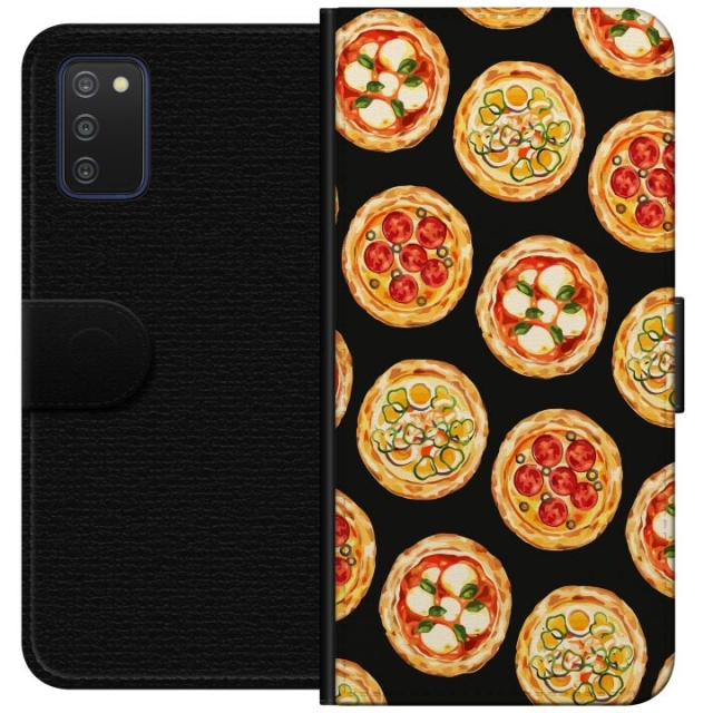 Lompakkokotelo Samsung Galaxy A03s-laitteelle, jossa on Pizza kuvio