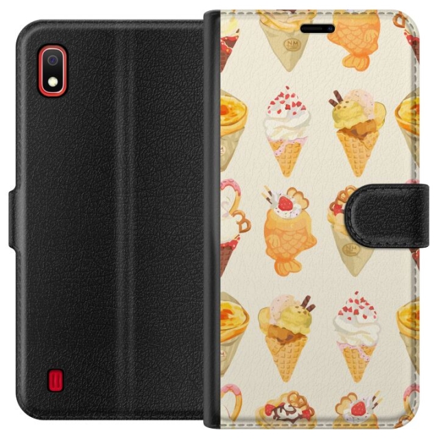 Lompakkokotelo Samsung Galaxy A10-laitteelle, jossa on Lasinen kuvio