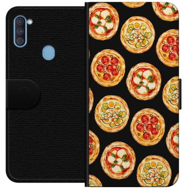 Lompakkokotelo Samsung Galaxy A11-laitteelle, jossa on Pizza kuvio