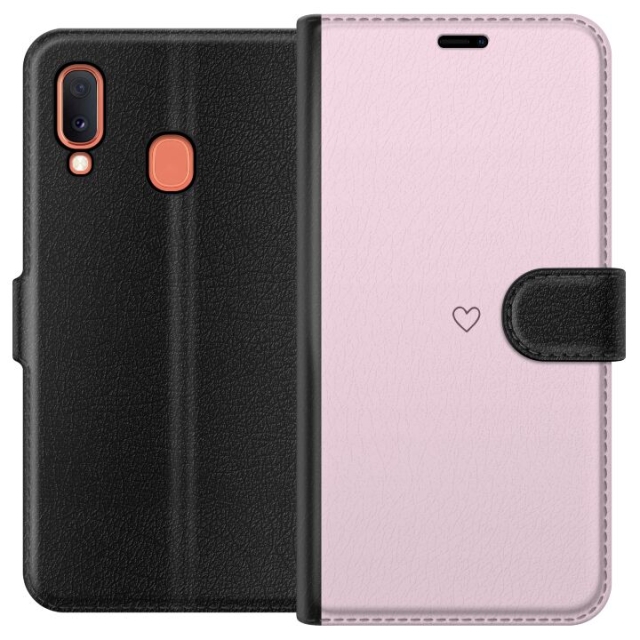 Lompakkokotelo Samsung Galaxy A20e-laitteelle, jossa on Sydän kuvio