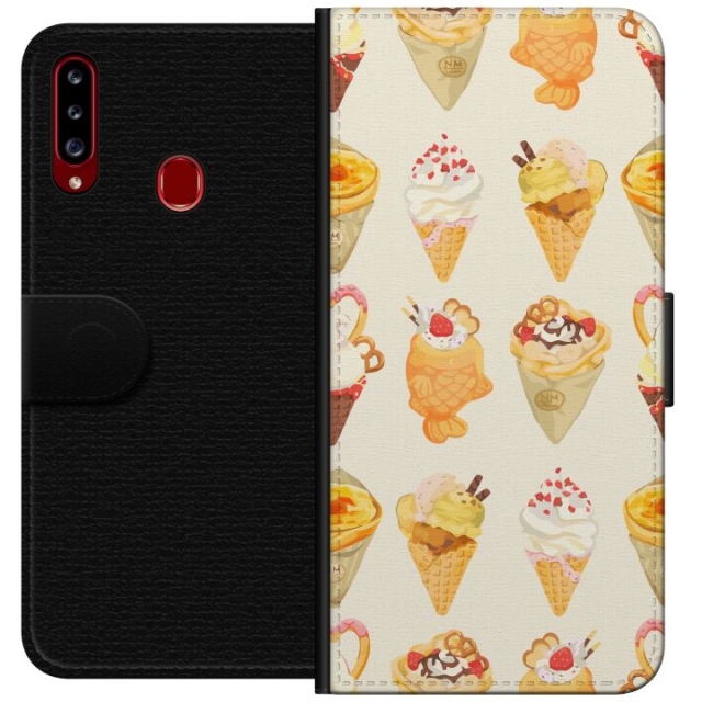 Lompakkokotelo Samsung Galaxy A20s-laitteelle, jossa on Lasinen kuvio