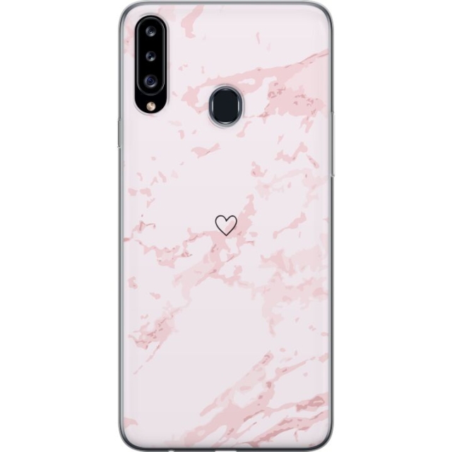 Kännykkäkuori Samsung Galaxy A20s-laitteelle, jossa on Roosa Sydän kuvio