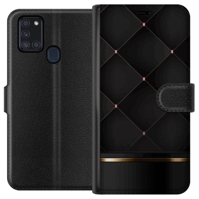 Lompakkokotelo Samsung Galaxy A21s-laitteelle, jossa on Ylellinen linja kuvio