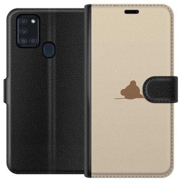 Lompakkokotelo Samsung Galaxy A21s-laitteelle, jossa on Nalle kuvio