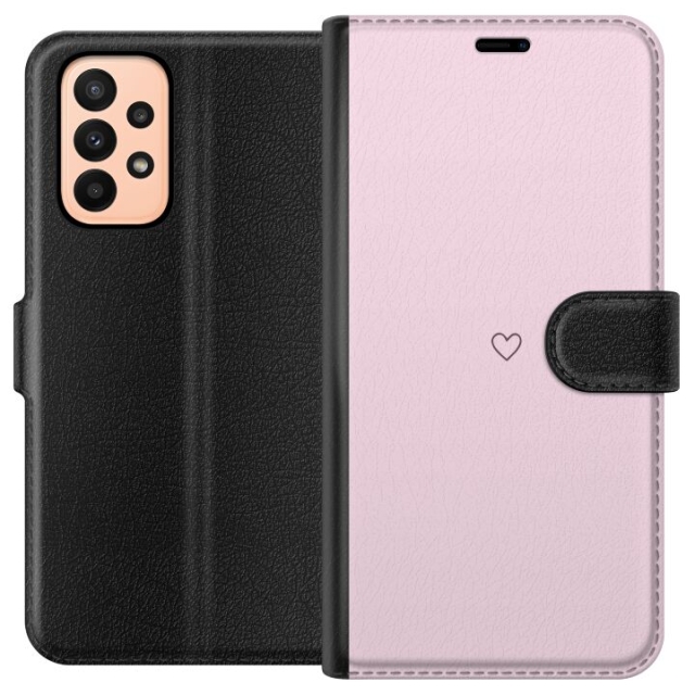 Lompakkokotelo Samsung Galaxy A23-laitteelle, jossa on Sydän kuvio