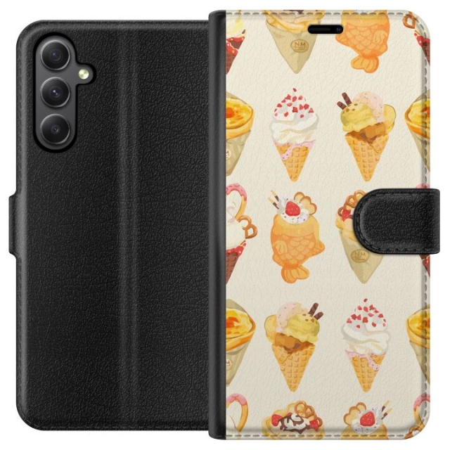 Lompakkokotelo Samsung Galaxy A24 4G-laitteelle, jossa on Lasinen kuvio
